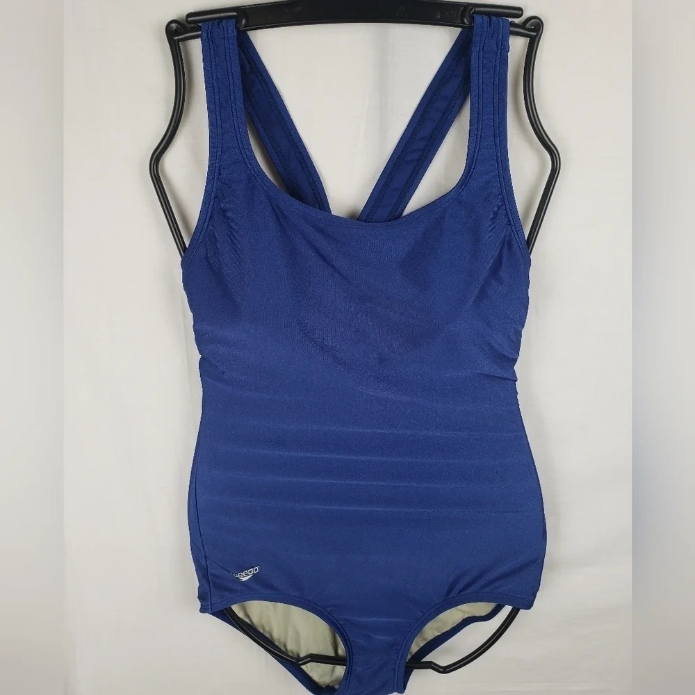 Speedo Blue One Piece Swimsuit w/CrissCross Back Sz 8